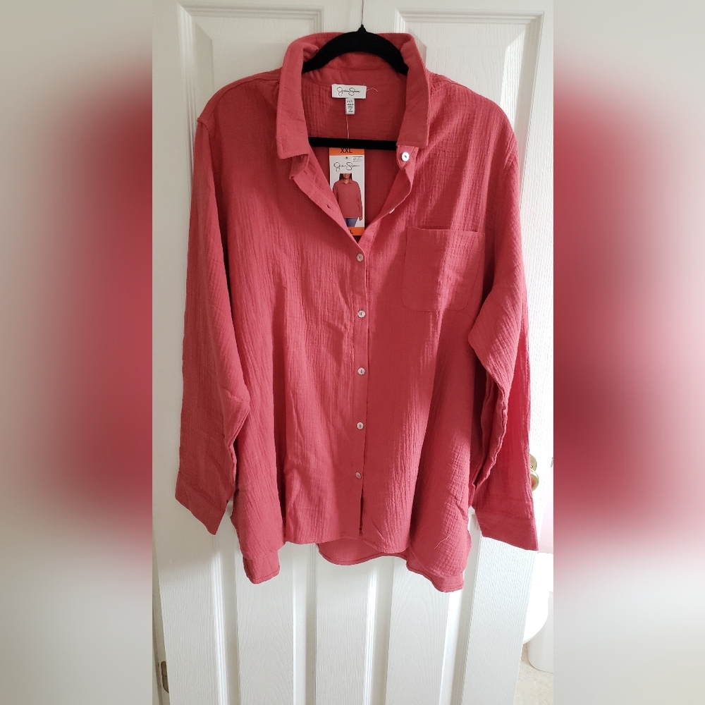 NWT, Jessica Simpson, XXL, 100%, lightweight cotton shirt, terra cotta color. - Picture 4 of 5